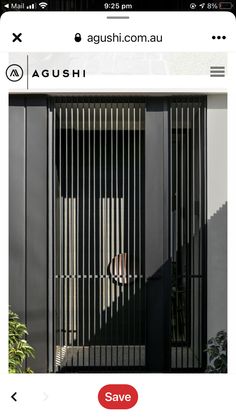 the screen is showing an image of a black gate with bars on it, and there are