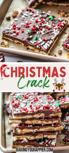 Christmas Crack - Baking You Happier Christmas Chocolate Recipes, Easy Christmas Treat, Saltine Toffee, Cracker Toffee, Averie Cooks, Easy Christmas Treats, Christmas Candy Recipes, Chocolate Toffee, Holiday Cookie Recipes