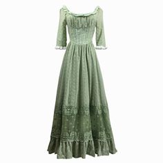 Fairy Tales Aesthetic, Green Princess Dress, Brown Apron, Green Princess, Old Fashion Dresses, Cottagecore Style, Skirt Maxi, Wallpaper Vintage, Fantasy Dress