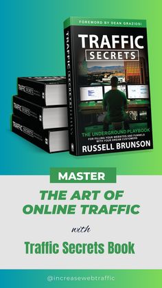 the book cover for master the art of online traffic with three books stacked on top of each other