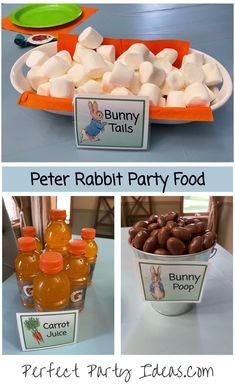 Peter Rabbit Party Food Rabbit Party Food, Peter Rabbit Party Food, Rabbit Party Ideas, Peter Rabbit Theme Party, Peter Rabbit Birthday Party, Rabbit Birthday Party, Peter Rabbit Cake