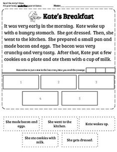 the worksheet for kate's breakfast is shown in black and white text