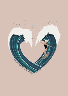 two people on surfboards in the shape of a heart with words written below them