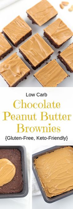 low carb chocolate peanut butter brownies in pans