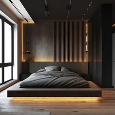 Unique Japandi bedroom with custom furniture blending Japanese and Scandinavian influences Winter Bedroom, Bedroom Black, Trendy Bedroom, White Bedroom, Modern Bed, Minimalist Bedroom