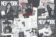 a collage of photos and newspaper clippings with the words new york on them