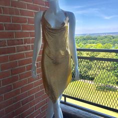 Asymmetrical Mesh Link Dress - Gold (Small/Medium) Golden Chain Dress, Chain Dress, Golden Chain, Dress Gold, Gold Dress, Asymmetrical Dress, Mesh, Womens Dresses, Chain