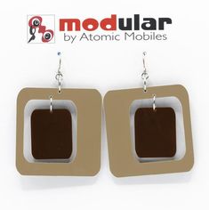 Coolsville Statement Earrings in Beige Tan and Brown - Handmade Mod Retro Jewelry – Atomic Mobiles #giftsforwomen #giftsforher #beige #tan #statementearrings Modern Brown Earrings With Ear Wire, Handmade Mid-century Jewelry Gift, Mid-century Handmade Earrings As Gift, Retro Metal Drop Earrings, Mid-century Clip-on Earrings For Formal Occasions, Mod Earrings, Mod Jewelry, Retro Earrings, Acrylic Shapes