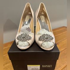 Beautiful Blush Pink Badgley Mischka Wedding Or Formal Heels. Only Worn Once. Comes With Original Extra Rhinestones And Heel Stoppers In Original Packaging. Size 10. Peep Toe. Heel Stoppers, Formal Heels, Badgley Mischka, Size 10, Blush Pink, Shoes Women Heels, Shoes Heels, Blush, Women Shoes