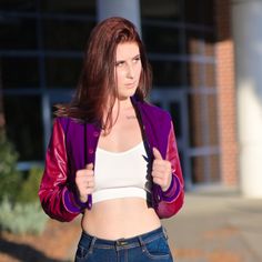 Women Crop top Classic Varsity Jackets Pink Fitted Cropped Jacket With Long Sleeves, Trendy Pink Fitted Cropped Jacket, Trendy Fitted Pink Cropped Jacket, Fitted Pink Cropped Jacket With Long Sleeves, Pink Fitted Long Sleeve Cropped Jacket, Fitted Pink Long Sleeve Cropped Jacket, Fitted Varsity Jacket For College In Fall, Fitted Fall Outerwear For College, Fitted Fall Outerwear For Casual Wear