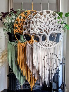 there are many different types of macrame hanging on the wall