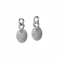 These oval drops are adorned with our cubic zirconia for a modern twist on classic elegance. A slight turn of the head will catch any light and provide the perfect amount of shimmer and ultimate style. Details: Metal: Rhodium-Plated on Sterling Silver Base Stones: AAAAA-Grade Cubic Zirconia Height: 19.4 mm Width: 8.70 mm Depth: 4.99 mm Oval Diamond Earrings For Evening, White Gold Oval Earrings For Parties, Party White Gold Oval Earrings, Modern Oval Brilliant Cut Earrings, Oval Diamond Earrings For Party, Oval Diamond Earrings In Pave Setting, Elegant Oval Earrings With Pave Setting, Oval Earrings With Pave Setting For Wedding, Oval Diamond Earrings With Accents For Evening