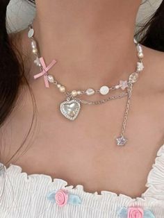 ⚡️Buy Bow Beaded Heart Necklace White ONE SIZE under $13.00 in Necklaces Online. Style: Casual/Street/Punk/Fairy Grunge/Vintage/Y2K/Sweet/Elegant. Pattern Type: Flower. Material: Fabric. Quantity: 1Pc. Size/Length: 41-50Cm. Gender: Girls. Details: Bow Beaded Heart Necklace. Occasion: Going Out/Holiday/Festival/Party/Night Out/Wedding/Dating. ✓Free Shipping on all orders over US$69. Punk Fairy, Beaded Heart Necklace, Street Punk, Beaded Heart, Grunge Vintage, Pretty Necklaces, Necklace White, Fairy Grunge, Necklace Online