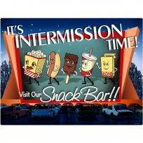 an advertisement for a snack bar with cartoon characters