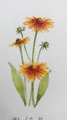 watercolor painting of three orange flowers with green leaves and the words, believe it all