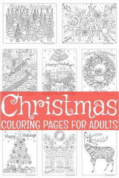 christmas coloring pages for adults with the title, christmas coloring pages for adults in red and white