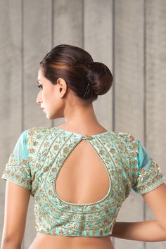 Simple Blouse Back Neck Designs, Blouse Back Neck, Stone Embroidery, Saree Blouse Neck Designs