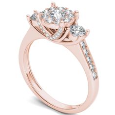 10K Gold 1.0ctw Diamond Anniversary Engagement Ring ( I2-Clarity-H-I-Color ) Rose Gold Cluster Ring With Brilliant Cut, Rose Gold Cluster Diamond Ring With Prong Setting, Rose Gold Cluster Ring With Brilliant Cut Cubic Zirconia, Rose Gold Brilliant Cut Cubic Zirconia Cluster Ring, Rose Gold Cubic Zirconia Cluster Ring With Brilliant Cut, Rose Gold Cluster Diamond Ring With Brilliant Cut, Cluster Rose Gold Diamond Promise Ring, Rose Gold Moissanite Cluster Ring With Prong Setting, Dazzling Rose Gold Cluster Ring With Prong Setting