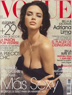 a magazine cover with a woman in a black dress