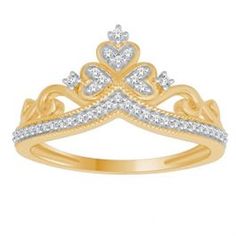 Detailed Summary More Information SKU	MWJ-101623 Price	 $199.00 Metal Type	Yellow-gold Carat weight	0.12 Metal Stamp	10K Size	5-9 Measurements in MM:	10 Gold Crown Ring, Diamond Crown Ring, Tiara Ring, Diamond Crown, Crown Ring, Disney Jewelry, Gold Crown, Hand Made Jewelry, Pandora Jewelry