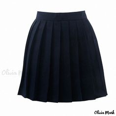 Olivia Mark - Classic Pleated School Uniform Skirt - Cute Academy Plaid High Waist Mini Skirt School Uniform Skirts, Uniform Skirt, High Waist Mini Skirt, Half Skirt, Navy Blue Dress, Patchwork Designs, Navy Blue Dresses, Terry Cloth, Long Pants