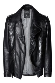 Perfecto II - Black Multi - Ron Tomson Elegant Leather Biker Jacket For Winter, Luxury Leather Biker Jacket For Fall, Formal Fall Biker Outerwear, Designer Black Leather Blazer, Luxury Black Leather Blazer, Luxury Formal Biker Jacket For Fall, Luxury Biker Jacket For Formal Fall Occasions, Elegant Leather Biker Jacket For Formal Occasions, Designer Black Leather Jacket For Formal Occasions