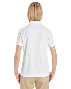 Ladies' Origin Performance Piqué Polo with Pocket - WHITE - S | Core 365 Women's Origin Performance Piqué Polo with Pocket Shirt in White Size Small | Polyester White Collared T-shirt For Work, White Polo Collar T-shirt For Work, Pocket Shirt, Feminine Look, Font Styles, Print Logo, White Undershirt, White And Black, Ash