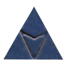 a blue triangle shaped object with an orange line in the center and two red lines at the bottom