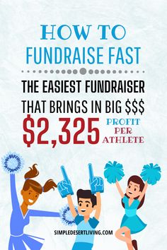 an advertisement for the fundraiser event with two girls in cheerleader outfits and one girl holding up