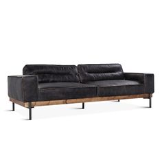 Portofino Industrial Black Leather Sofa - Belle Escape Black Lounge Chair, Brown Lounge, Elegant Outdoor Furniture, Industrial Chic Style, Mod Furniture, Modern Leather Sofa, Unique Sofas, Black Leather Sofas, Antique Sofa