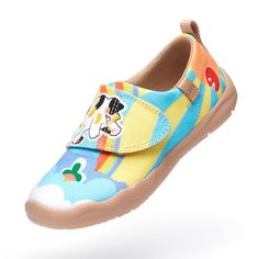 a child's shoe with a cartoon character on it