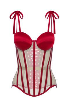 Elevate your style with this edgy yet elegant mesh corset top featuring red satin cups. Designed with steel bones for support and removable straps for versatility, this custom corset top offers a flattering fit with its lacing-up design.red corset, corset fashion, corset outfit, corset top, women intimates, red lingerie, womens fashion, outfit Mesh corset top Red satin cups Steel bones Custom corset tops Removable straps Lacing up corset Edgy elegance Custom Corset, Modern Corset, Custom Corsets, Corset Styles, Bridal Corset, Corset Outfit, Corset Tops, Steel Boned Corsets, Mesh Corset