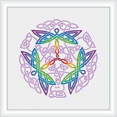 a cross stitch pattern with an intricate design in the center and colorful colors on it