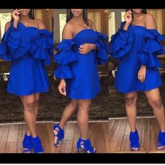 A Beautiful Blue Dress Royal Blue Fit And Flare Dress Short, Blue Dresses For Sneaker Ball, Blue Party Dress Luulla, Royal Blue Prom Dresses, Belle Dress, Ruffle Sleeve Dress, Royal Blue Dresses, Tube Dress, 18th Birthday