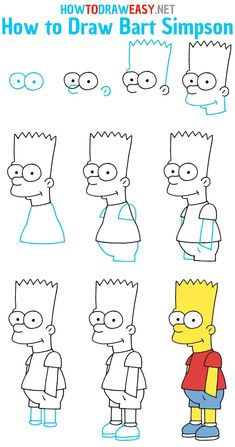 how to draw the simpsons from the simpsons cartoon character series, with different facial expressions