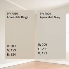 an empty room with white walls and wood flooring is shown in three different sizes