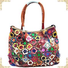 Trendy Fashion GENUINE LEATHER Women Bag Multicolored Flower Crossbody Shoulder Stylish Handbag, Women's Bags & Handbags Multicolor Handheld Leather Shoulder Bag, Leather Top Handle Bag With Floral Print, Multicolor Top Handle Shoulder Bag With Adjustable Strap, Multicolor Top Handle Shoulder Bag For Travel, Multicolor Handheld Shoulder Bag, Spring Leather Shoulder Bag With Removable Pouch, Multicolor Leather Tote Satchel, Spring Leather Satchel Shoulder Bag, Spring Leather Shoulder Bag Satchel