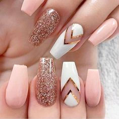 Rose Gold Nails Glitter, Nagellack Trends, Gold Glitter Nails, Gold Nail, Rose Gold Nails, Pretty Nail Art, Glitter Nail Art, Nail Arts, Gold Nails