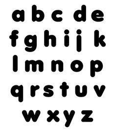 the alphabet is black and white with letters in different styles, including one for each letter