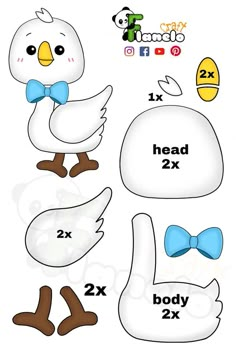 the instructions for how to make a paper cutout of a bird with bow ties