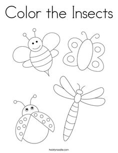 the color the insects worksheet for kids to learn how to draw and paint