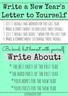 a poster with the words write a new year's letter to yourself