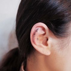 Helix Tattoo Ideas, Cartilage Tattoo, Ear Lobe Tattoo, Helix Tattoo, Inner Ear Tattoo, Lavender Tattoo, Ear Tattoos, Boho Tattoos