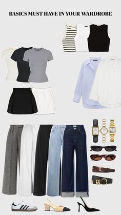 Closet Capsule Wardrobe Summer, It Girl Capsule Wardrobe, Clean Old Money Aesthetic, College Capsule Wardrobe 2024, Summer Closet Capsule, Outfit Ideas With Basic Clothes, Old Money Outfits Capsule Wardrobe, Korean Fashion Capsule Wardrobe, Capsule Shoes 2024