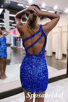 Sparkly Royal Blue Sequin One Shoulder Sheath Mini Dresses/ Homecoming Dresses, PD3555 Description: 1. Material: sequin2. Color: custom colors are welcome, please Contact us and tell us style number, we will send you color charts to choose.3. Size: standard size or custom size, if you need custom service, we need following measurements, please leave information in the note of shopping cart. * are necessary.*bust _______ cm/inch*waist _______cm/inch*hips _______cm/inchshoulder to shoulder _______ Royal Blue Backless Dress For Night Out, Blue Fitted Backless Dress, Fitted Blue Backless Dress, Blue Backless Dress For Homecoming, Blue Knee-length Homecoming Mini Dress, Blue Knee-length Mini Dress For Homecoming, Blue Sheath Party Dress, Blue Sheath Dress For Night Out, Blue Sequined Backless Mini Dress