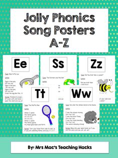 the jolly phonics song posters are shown