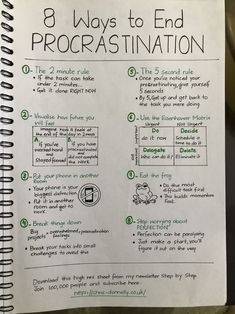 a notebook with instructions on how to end procrastination