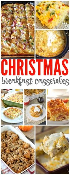 christmas breakfast casseroles collage with text overlay