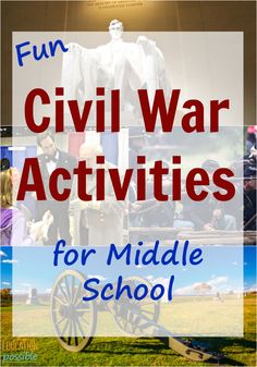 Add some of these fun projects for kids to your Civil War lesson plans. When you add hands-on activities to your US History studies, middle school children realize how exciting history can be. Which one of these Civil War activities for kids are you going to work on first? #civilwar #history #middleschool American History Activities, Homeschool Middle School, American History Lessons, World History Lessons, Fun Projects For Kids, History Classroom, History Activities