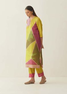 Editor's Note This kurta and pant set is a vibrant and stylish choice for any occasion. The kurta features a multicolour abstract grid and floral stripe pattern, adding a modern and artistic touch to the outfit. The design is a unique combination of geometric and floral elements, creating a bold and eye-catching print. Color: Multicolor Fabric: Natural silk Components: Kurta and pant Fit: Relaxed Occasion: Festive Care: Dry Clean Only About the Designer Shivani Bhargava defines itself in three w Easy Clothing, Kurta With Pants, Natural Silk, Floral Stripe, Pant Set, Set For Women, Festival Wear, Aza Fashion, Stripe Print